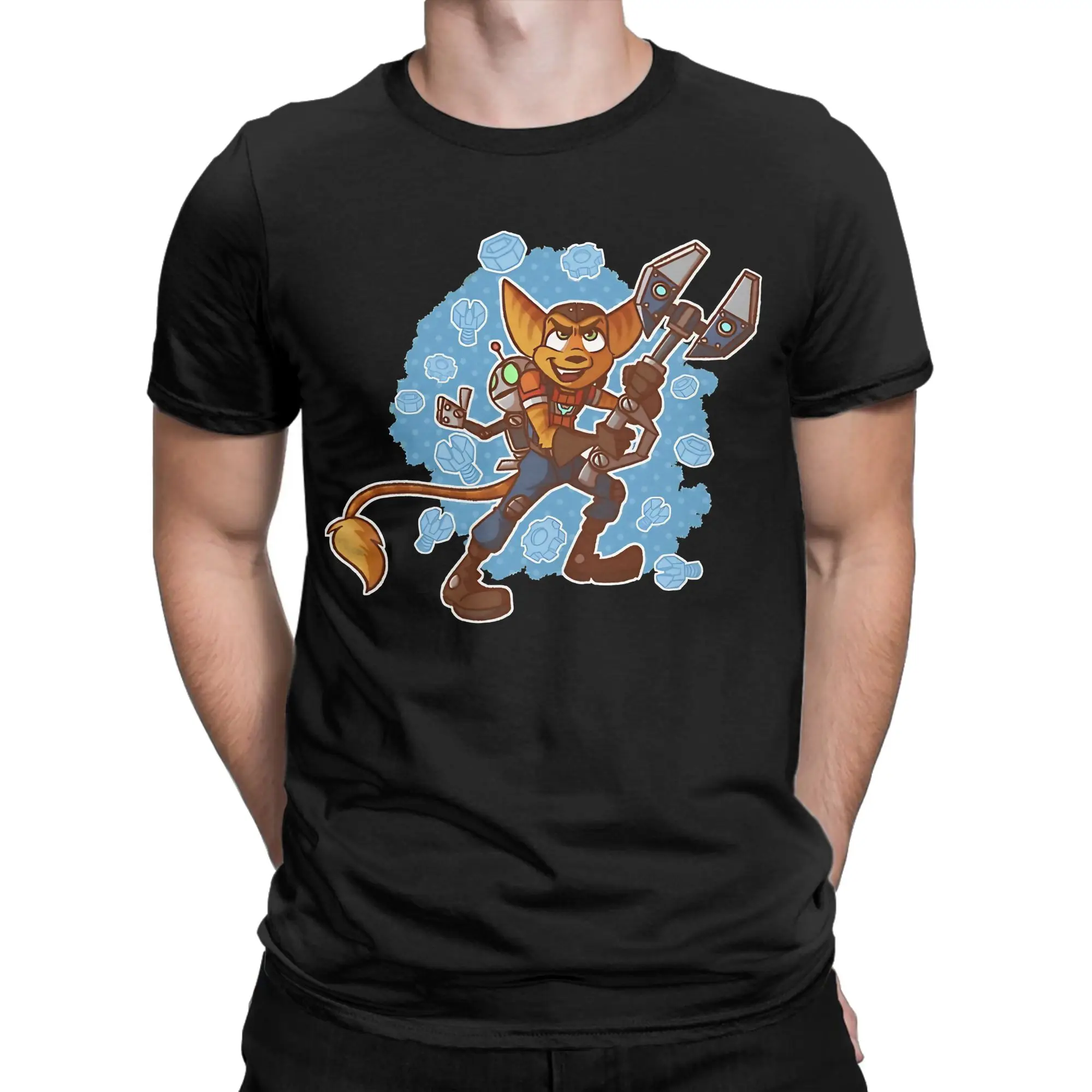Futuristic Creature Classic Ratchet & Clank Novelty Graphic 100% Cotton T-Shirt Tops Tees For Men