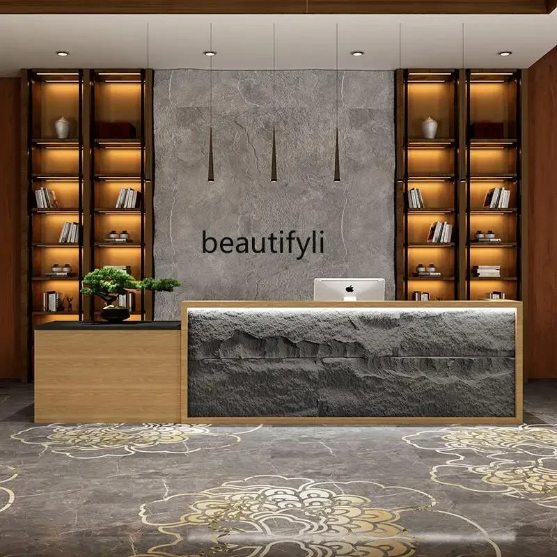 

New Chinese front desk Beauty shop Retro bar Food & Beverage B & B checkout page Hotel reception desk