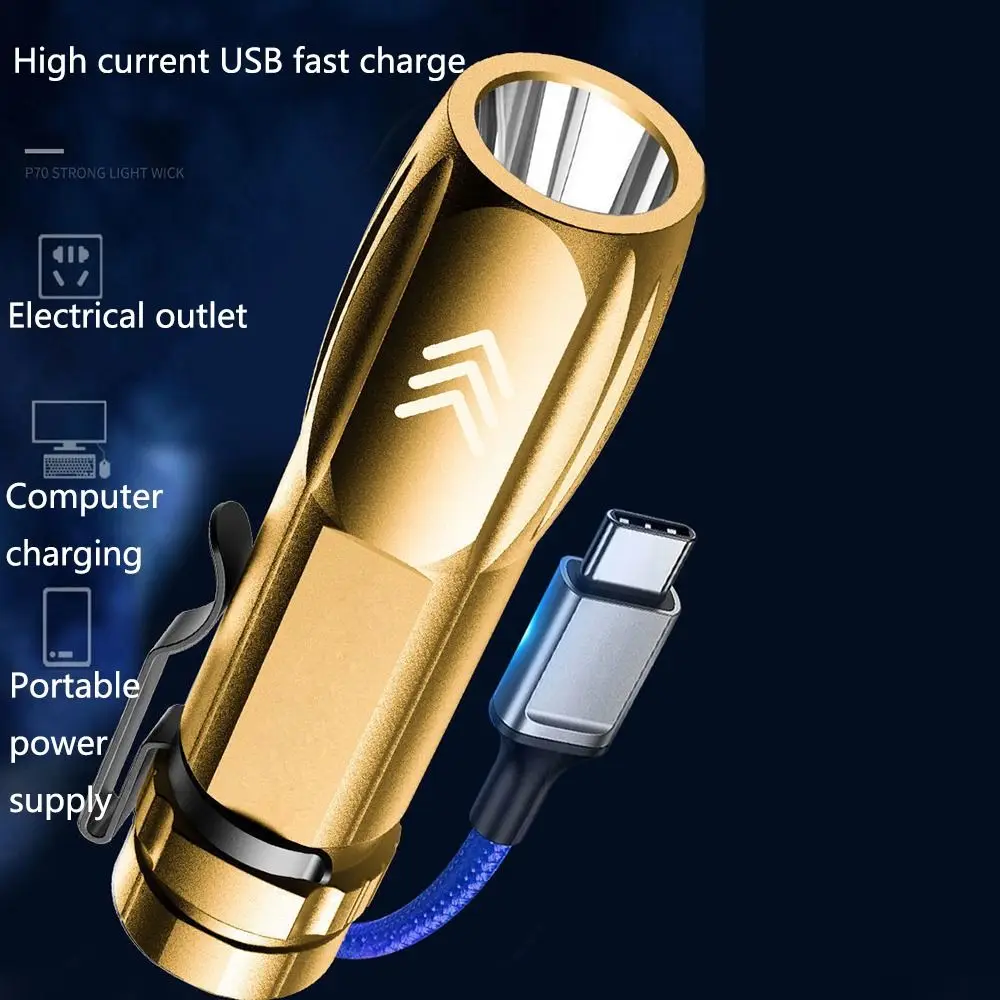 Waterproof Mini LED Flashlight Portable High Bright Pocket Camping Light USB Rechargeable Handheld Long Range Lantern Travel