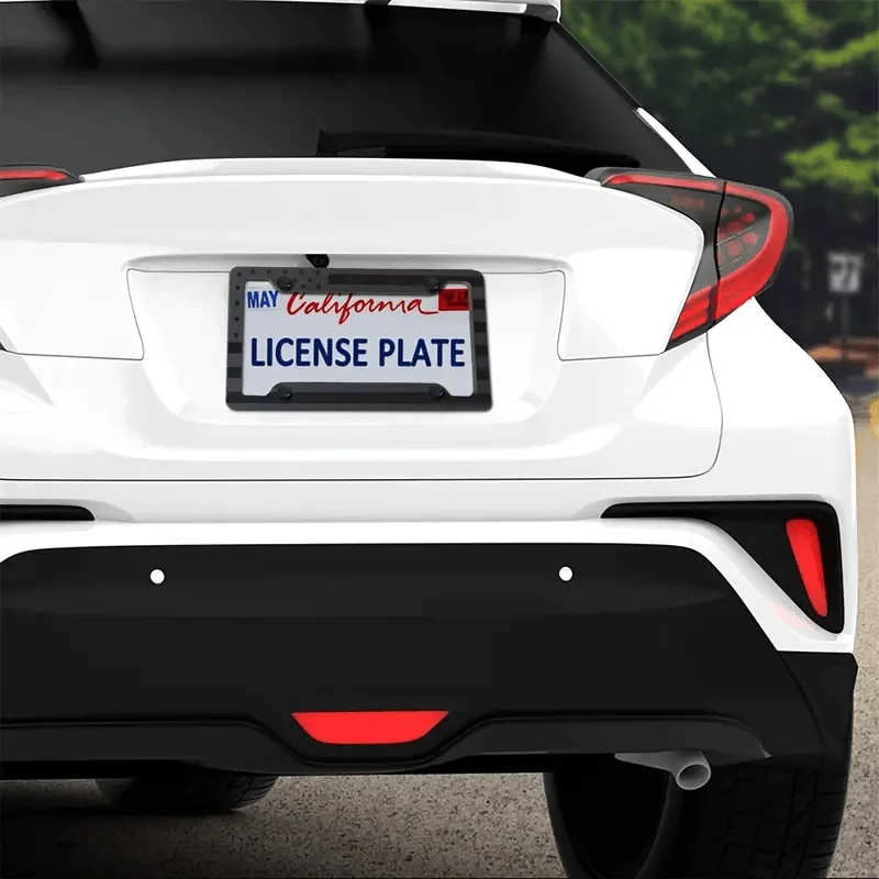 1X Black 3D USA American Flag License Plate Frame Holder Auto Car Tag Decal ABS - view 2