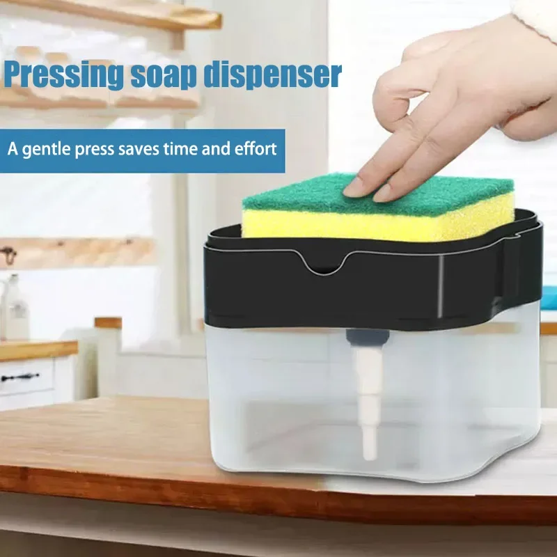 

Press Dishwashing Liquid Press To Clean Pot Brush Automatic Filling Box Cleaning Cloth Wash Dishes and Brush Pot Soap Liquid Box