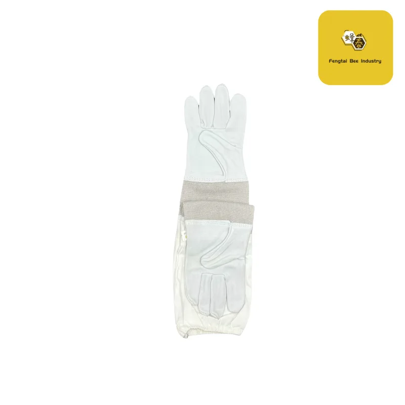 White Leather Medium Linen Semi-white Glue Mesh Canvas Gloves Beekeeping Protective Gloves