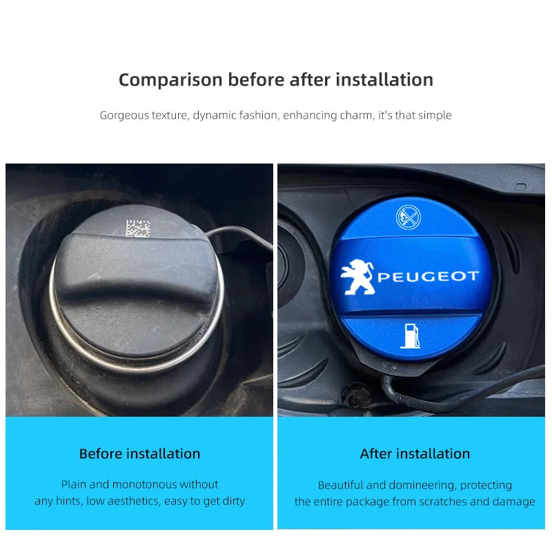 

Peugeot Logo Fuel Tank Cap Aluminum Alloy Car Fuel Cap Cover For Peugeot 301 307 4008 5008 208 Auto Exterior Accessories