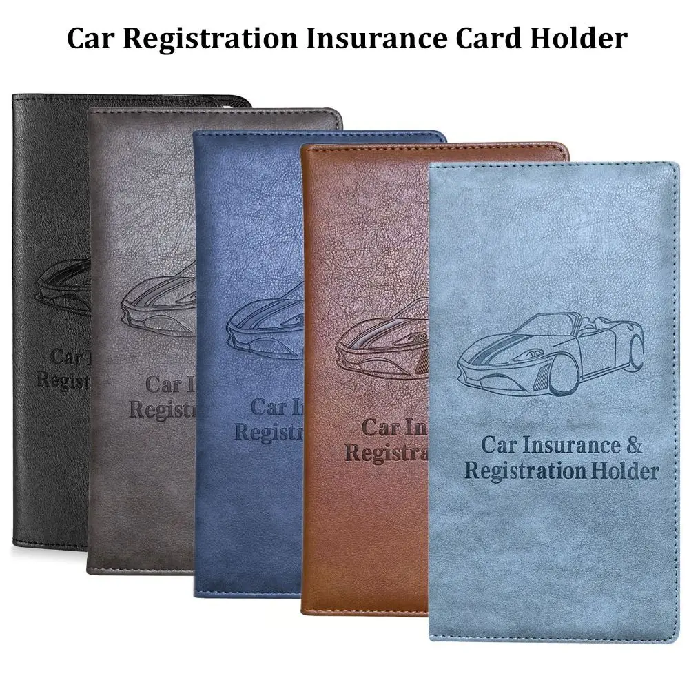 PU Car Registration Insurance Card Holder Multi-pocket Multi-functional Car Glove Box Organizer Portable