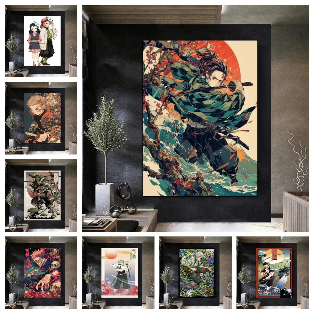 

Demon Slayer Hashira Tanjiro Anime Figure Poster Wall Paper Figures Art Decor Cartoons Kid Gift Home Decoration Canvas Painting