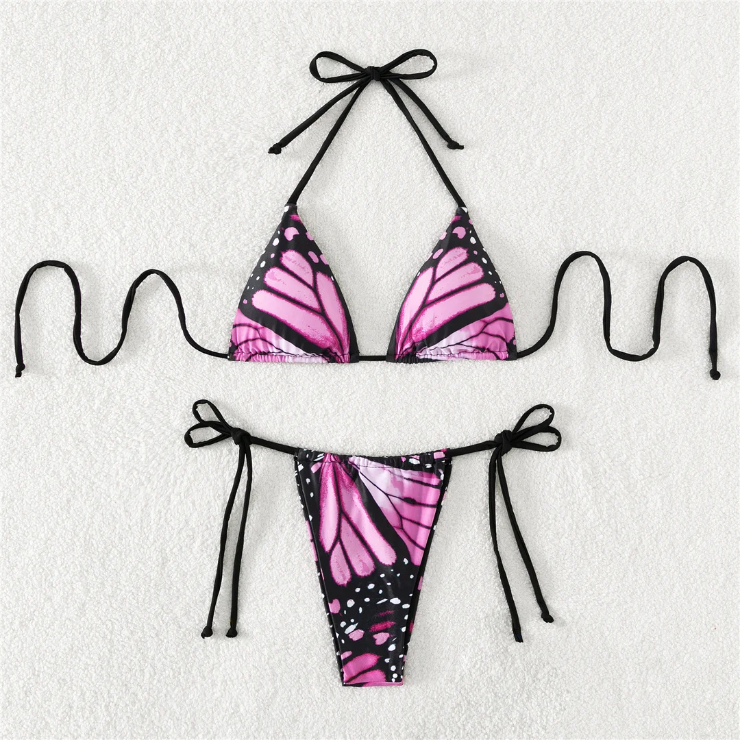 S - XL Sexy bedruckter Neckholder-Bikini mit Polsterung, Damen-Badeanzug, zweiteiliger Bikini-Set, Badebekleidung, Badeanzug, Schwimmbekleidung V4910 – Detail 23