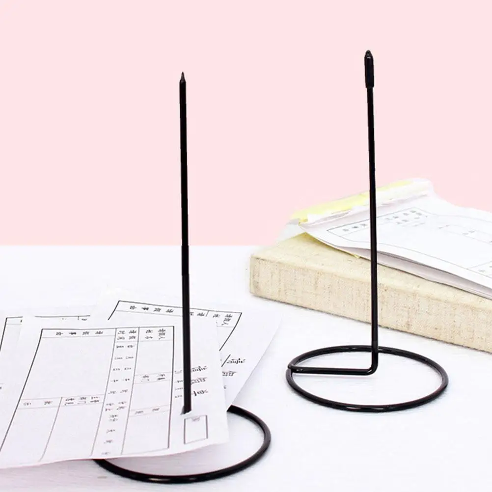 Controlla il supporto del mandrino per ricevute Bill Inserter Rod Menu Ufficio in metallo in acciaio inossidabile nero