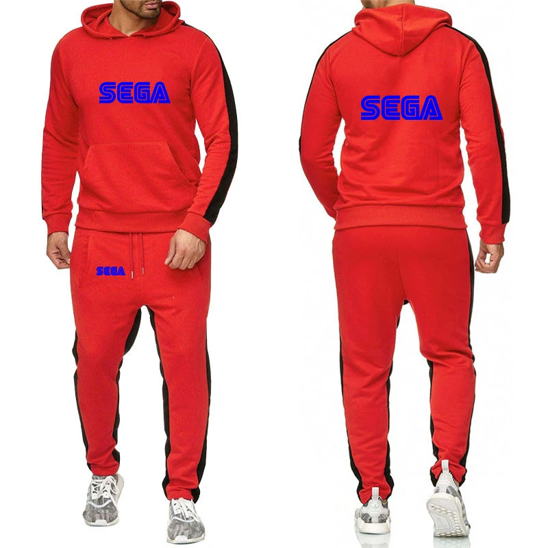 Sega Logo Men's Soft Hooded Sweatshirt and Sweatpants Set Comfortable Athletic Wear tracksuit clothes Hoodies Jacket view 4