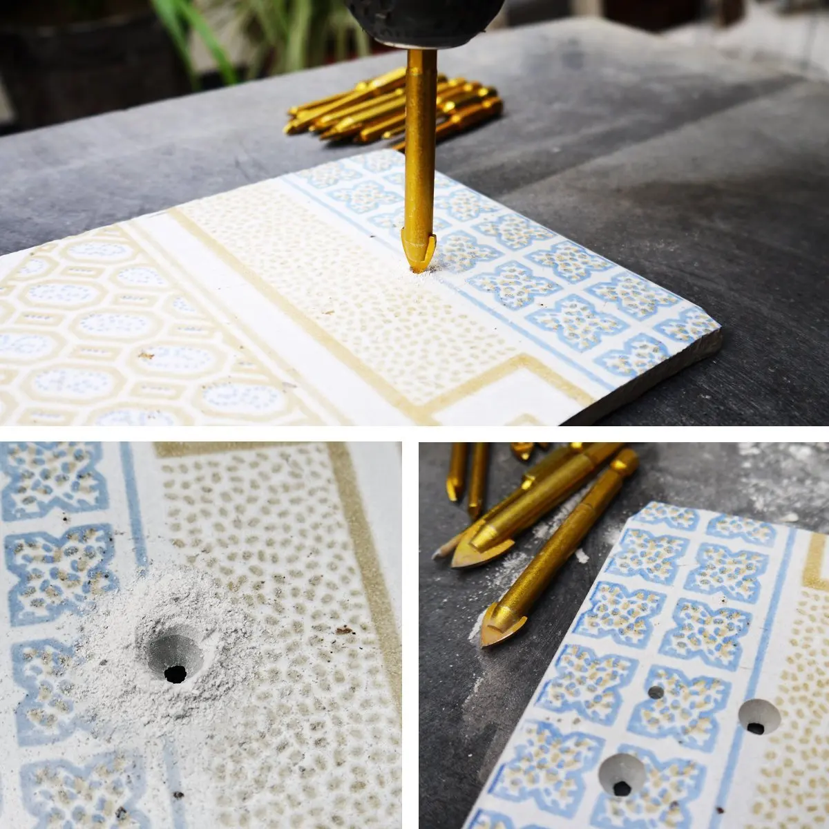 BHBD-9 Pcs. Tile Drill  Drill Set Of Glass Drill Bits Set Hexagon Tile Drill Set Glass Tile Drilling Tool For Mirrors / G