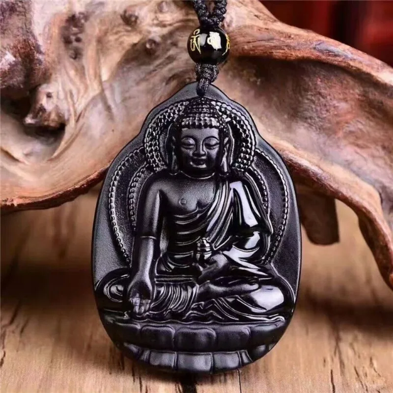 

New Obsidian Buddha Pendant, Classic Ethnic Style Daily Necklace