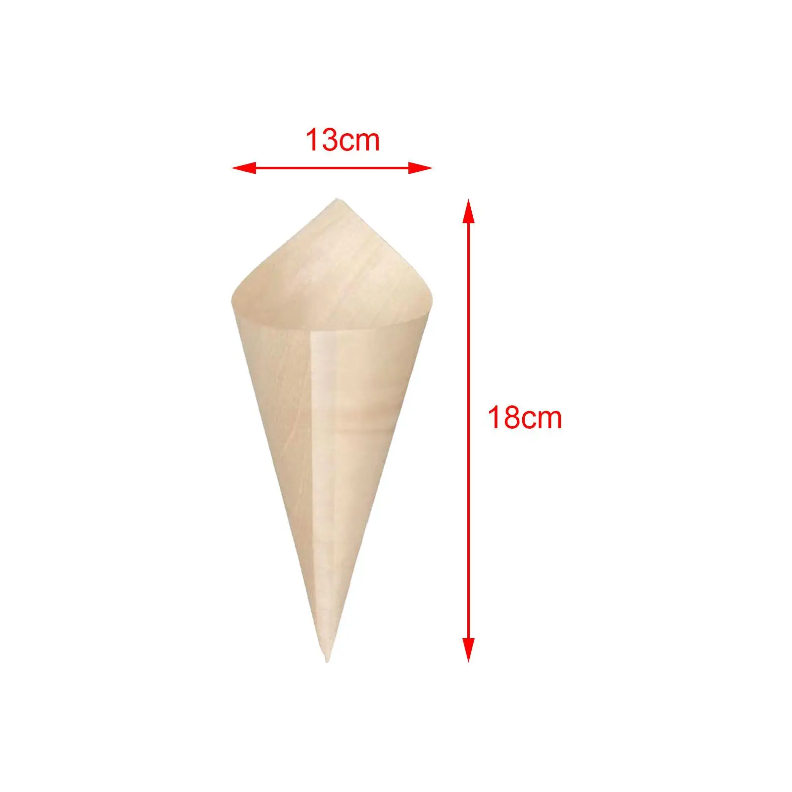 100 Pieces Food Cones Wooden Cones Ice Cream Holder Disposable Fruit Cones Cup Snacks Containers for Party Catering Events