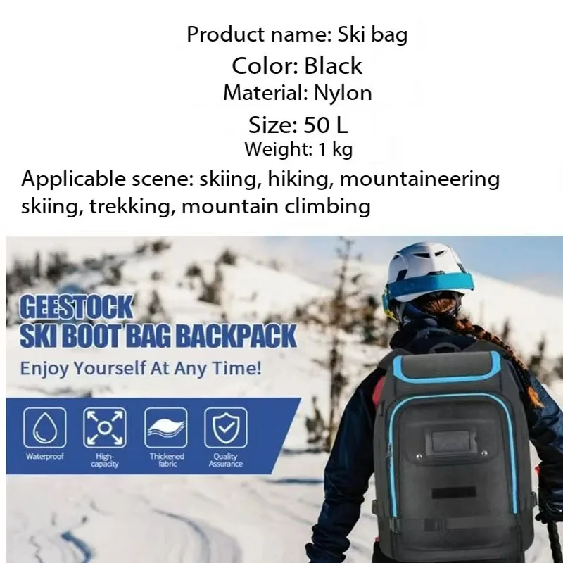 Ski Backpack Special Bag Large Capacity Multifunctional Backpack Mountaineering Waterproof Dry and Wet Separate Snowboard Bag