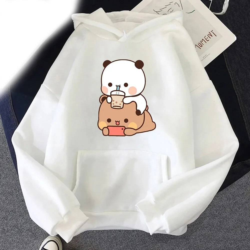 New Kawaii Bubu And Dudu Drink Bubble Tea Hoodies Print Men Woman Fashion Hoodie Oversized Sweatshirts Pullovers Unisex Clothing