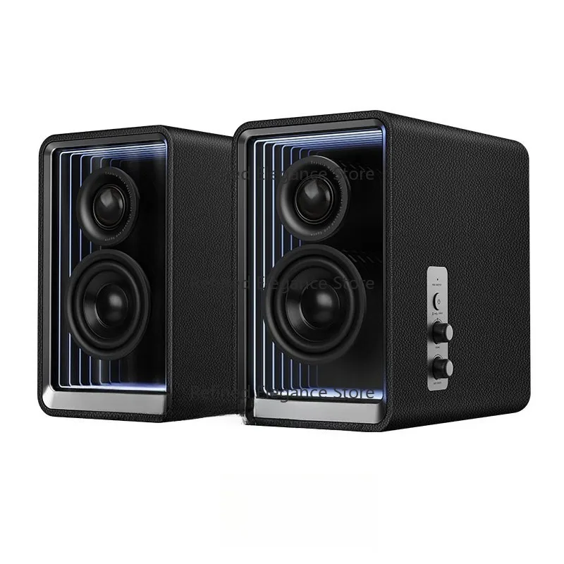 Altavoz Bluetooth para Computadora de Escritorio, Subwoofer Inalámbrico Blanco y Negro, Sistema de Sonido para PC y Estación de Trabajo