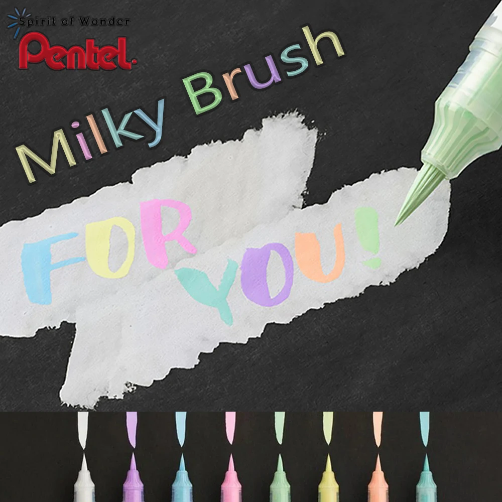 

1PC New Japan Pentel Milky Brush Scientific Brush Portable Calligraphy and Drawing Hook Pen Fineliner Markers Art Supplies