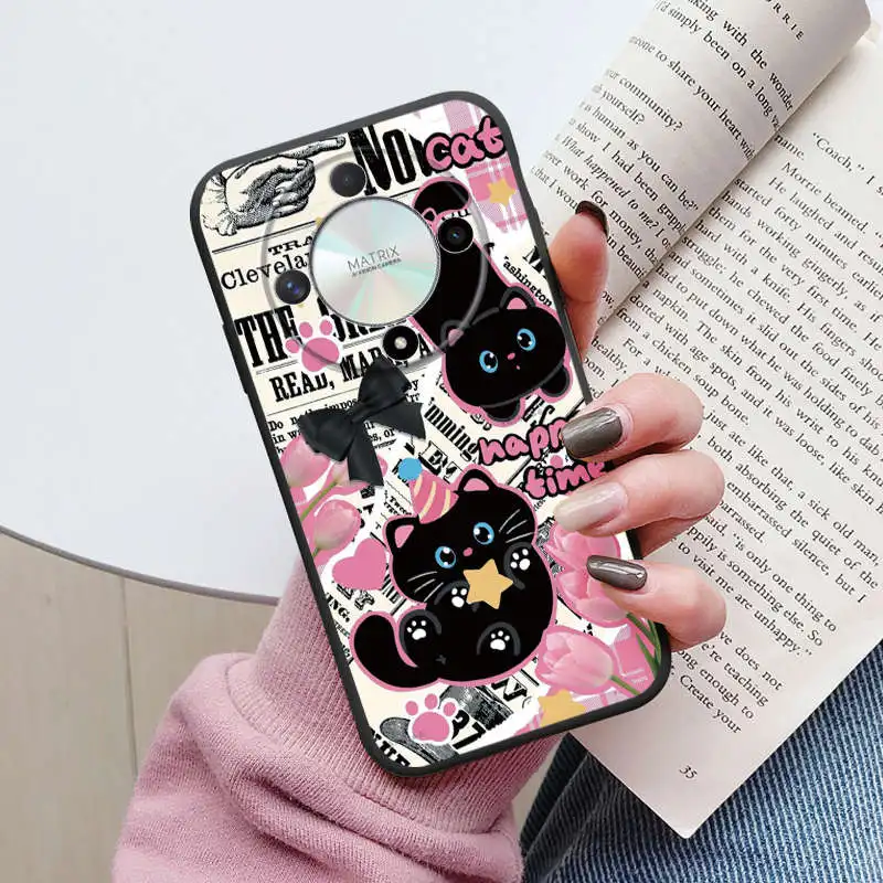 Cartoon Case For Huawei Mate 20 Lite 20 Nova 8i Honor 50 Lite Magic5 6 7 LITE 5G X9c X9A X9B Cute Balck Cat Cover Soft TPU Shell