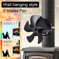 Heat Powered Stove Fan 5 Blades Fireplace Fan Wall Mounted Wood Stove Fan Home Efficient Winter Warm Heating Distribution