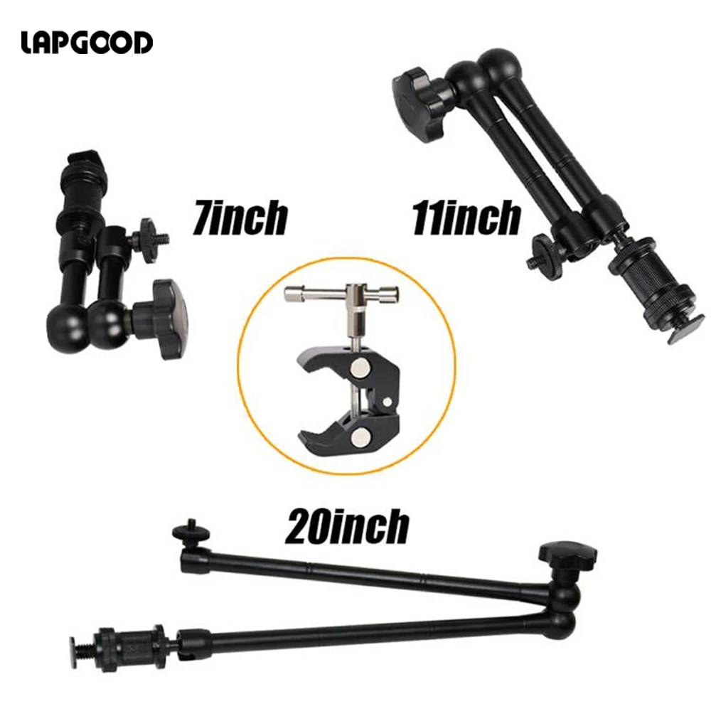 7/11/20 Inch Magic Arm Super Clamp Holder Stand for Metal Articulating DSLR Camera Photo Studio Photography Accessories Prop Kit