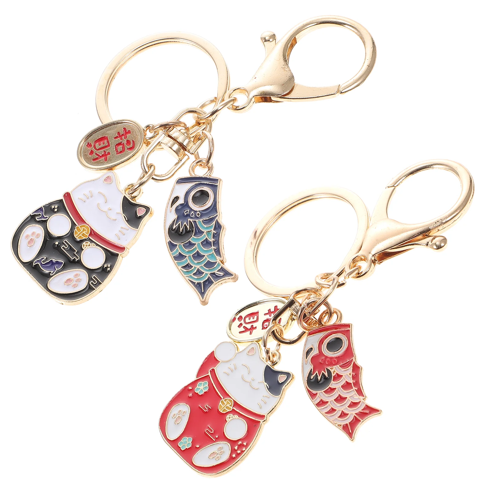 2 Pcs Key Ring Alloy Decor Cartoon Bag Pendant Decoration Rings Japanese Style Chain Lanyards Schoolbag Wristband Accessory