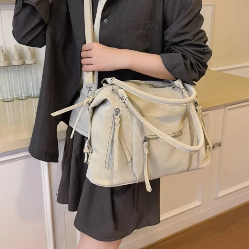 Women 2026 New Suede Large Capacity Multi Pocket Personalized Shoulder Bag Luxury  Handbag
