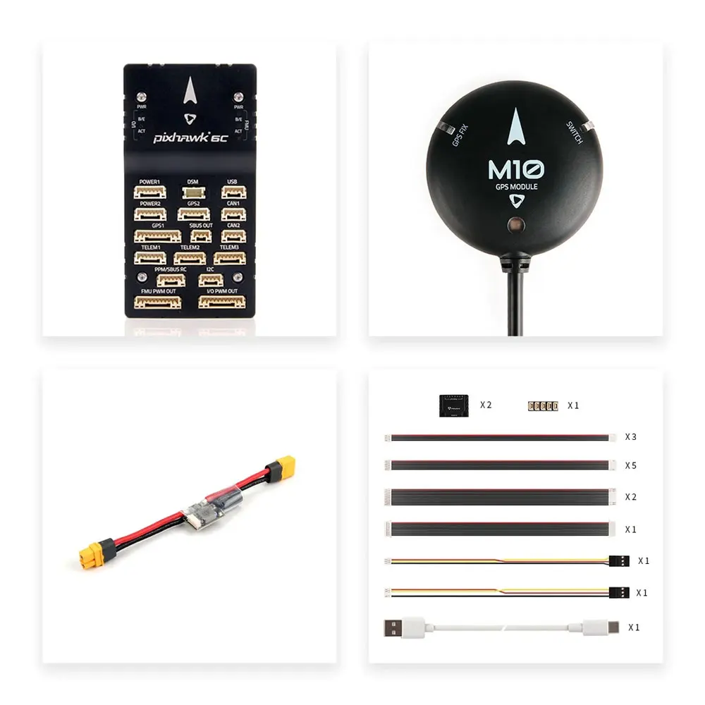 

Holybro Pixhawk 6C Flight Controller (Metal /Plastic Shell) + PM02 12S Power Module + M10GPS (20230) Module for Racing Drones