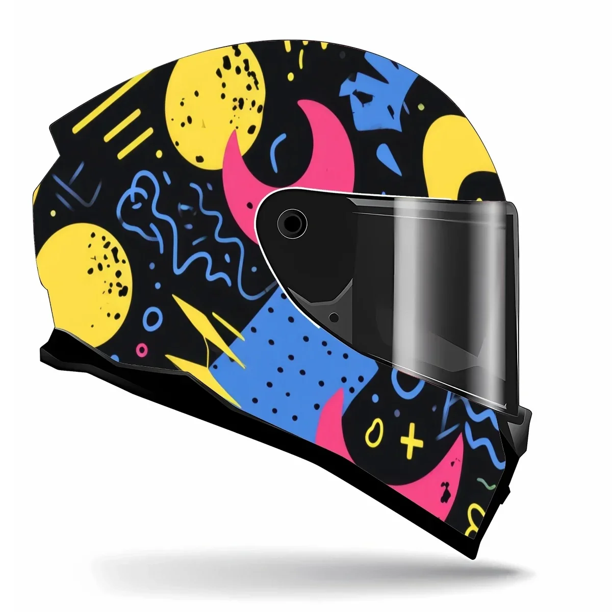 Abstract Doodle Pattern Full Helmet Wrap Sticker Motorcycle Helmet Racing Graphic Decal Vinyl Wrap Helmet Decor Sticker