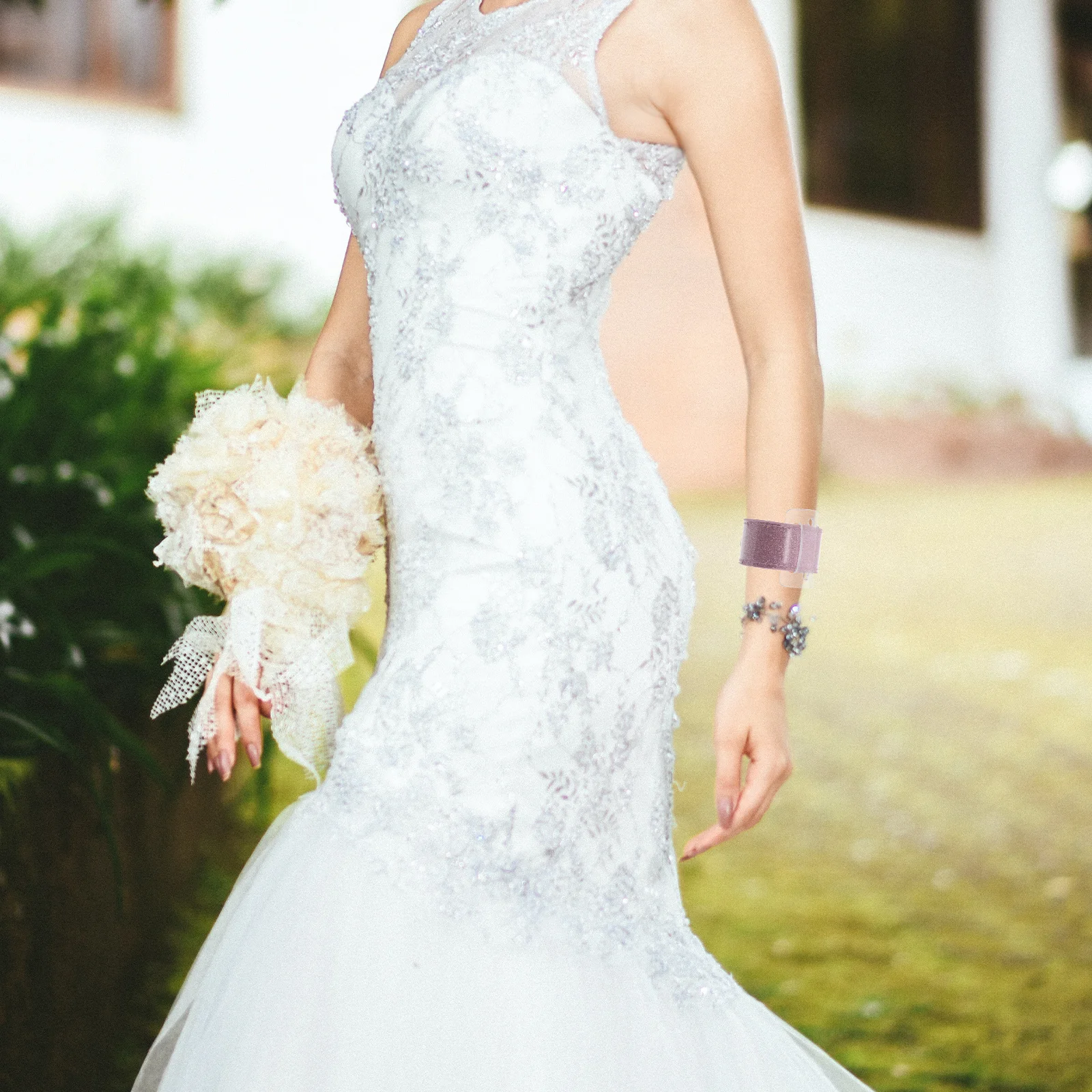 

6Pcs Bridesmaid Wrist Corsage Slaplet Band Glitter Floral Wedding Bracelet Party Bridal Shower Accessory Adjustable Wristlet