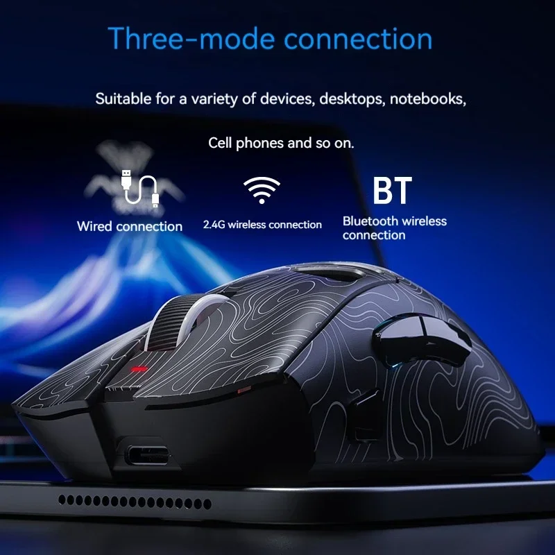 AULA Sc620 ماوس رياضي إلكتروني لاسلكي مزود بتقنية البلوتوث ثلاثي الوضع مجوف RGB ماوس بيئة العمل خفيف الوزن ملحقات ألعاب الكمبيوتر ​   هدية