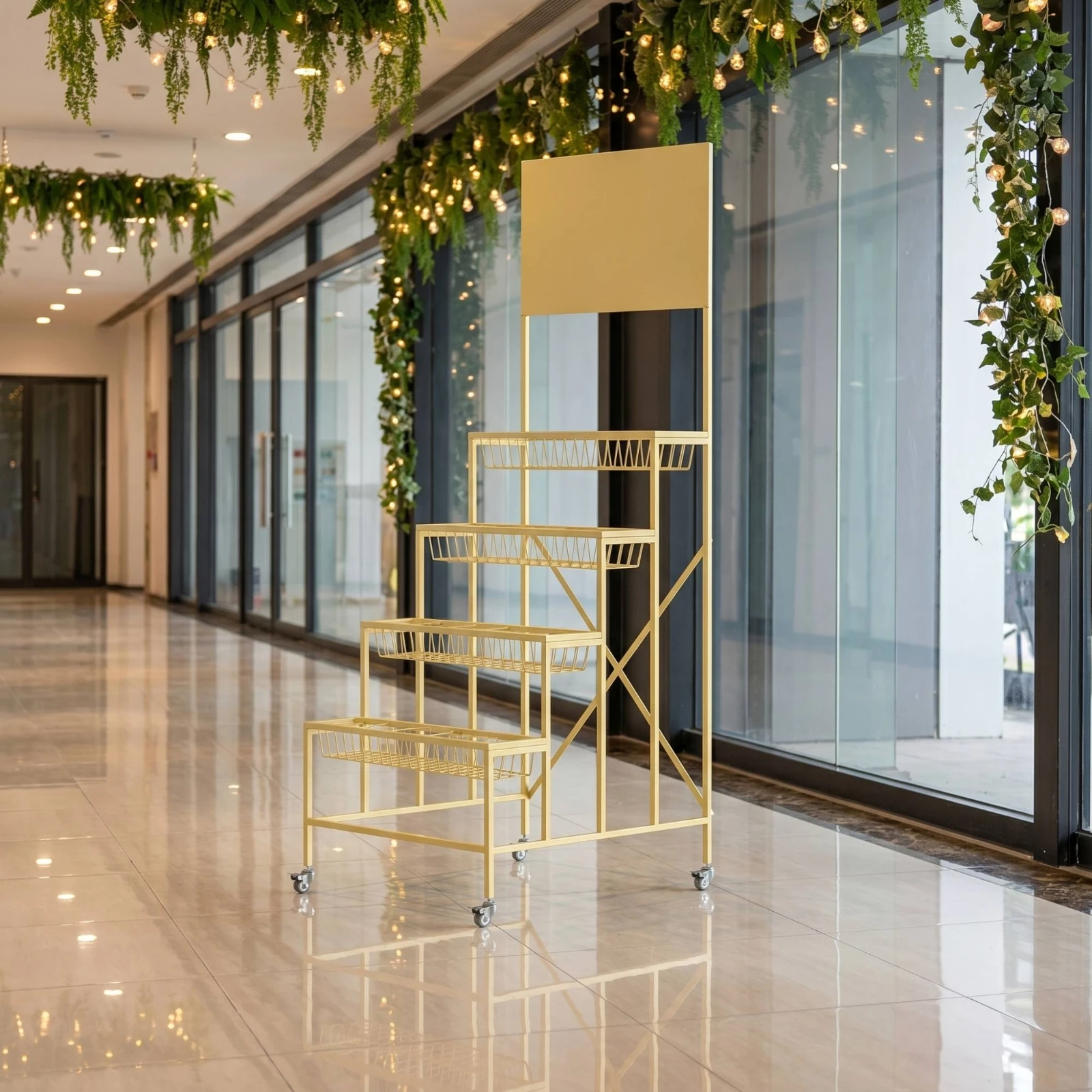 Tiered Flower Display with Wheels Freestanding Tiered Flower Display Stand Plant Rack with Wheels Multi-Level for Florists