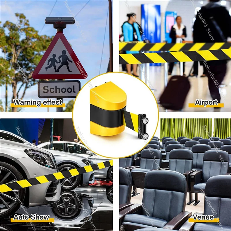 10M Magnetic Retractable Wall Barrier Magnetic Wall Mount Crowd Control Retractable Safety Belt Striped Belt