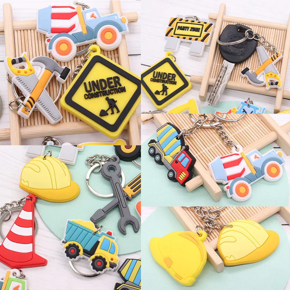 1PCS Key Holder Kawaii Engineering Tool Soft Keychain Ornament Keyrings Organizer Dust Cover Handbag Accessories Kid Gift