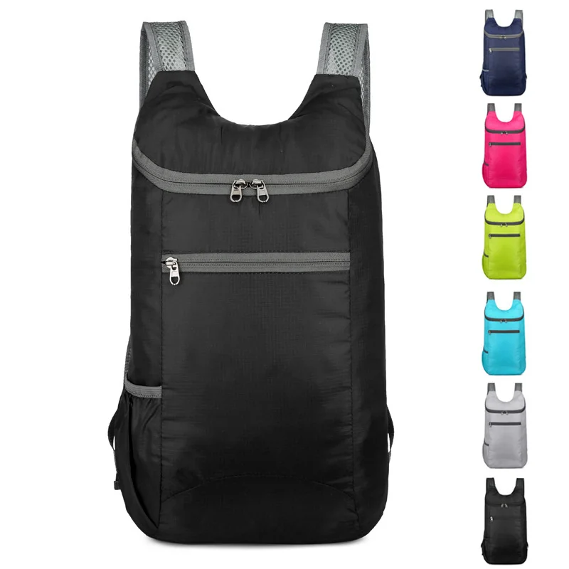 Bolsa dobrável leve para homens e mulheres, impermeável, grande capacidade, mochila portátil, viagem ao ar livre, caminhadas, 20l