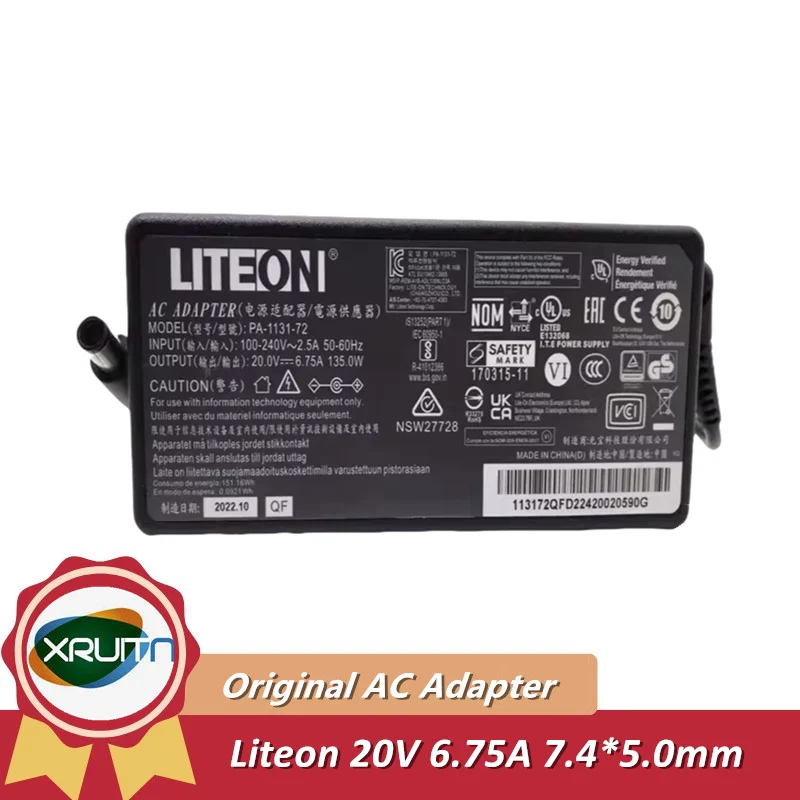 

Original AC Adapter LITEON 20V 6.75A 135W PA-1131-72E Charger 7.4x5.0mm PA-1131-76 Laptop Power Supply Genuine PA-1131-72