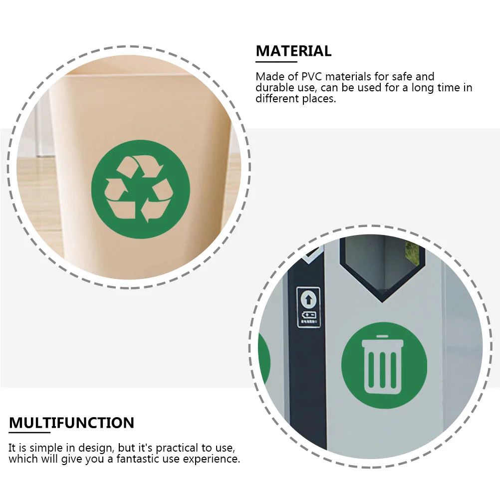 2 Pcs Label Trash Can Stickers Circle Recycle Sign Decal Pvc Recycling Waste Container