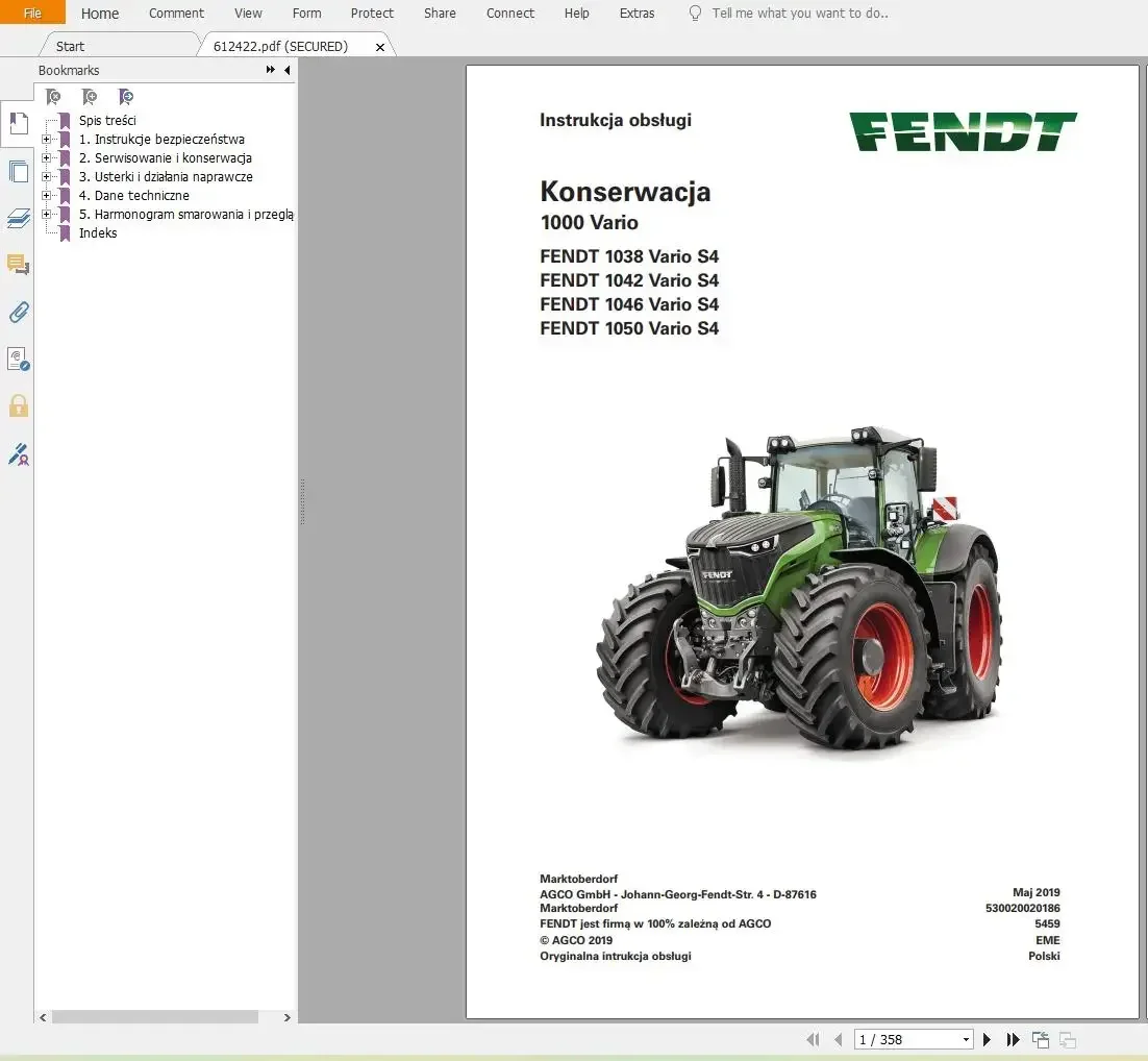 FENDT TRACTOR 9.4 GB PDF Updated 2023 Polish Language Diagrams, Operator & Workshop Manuals