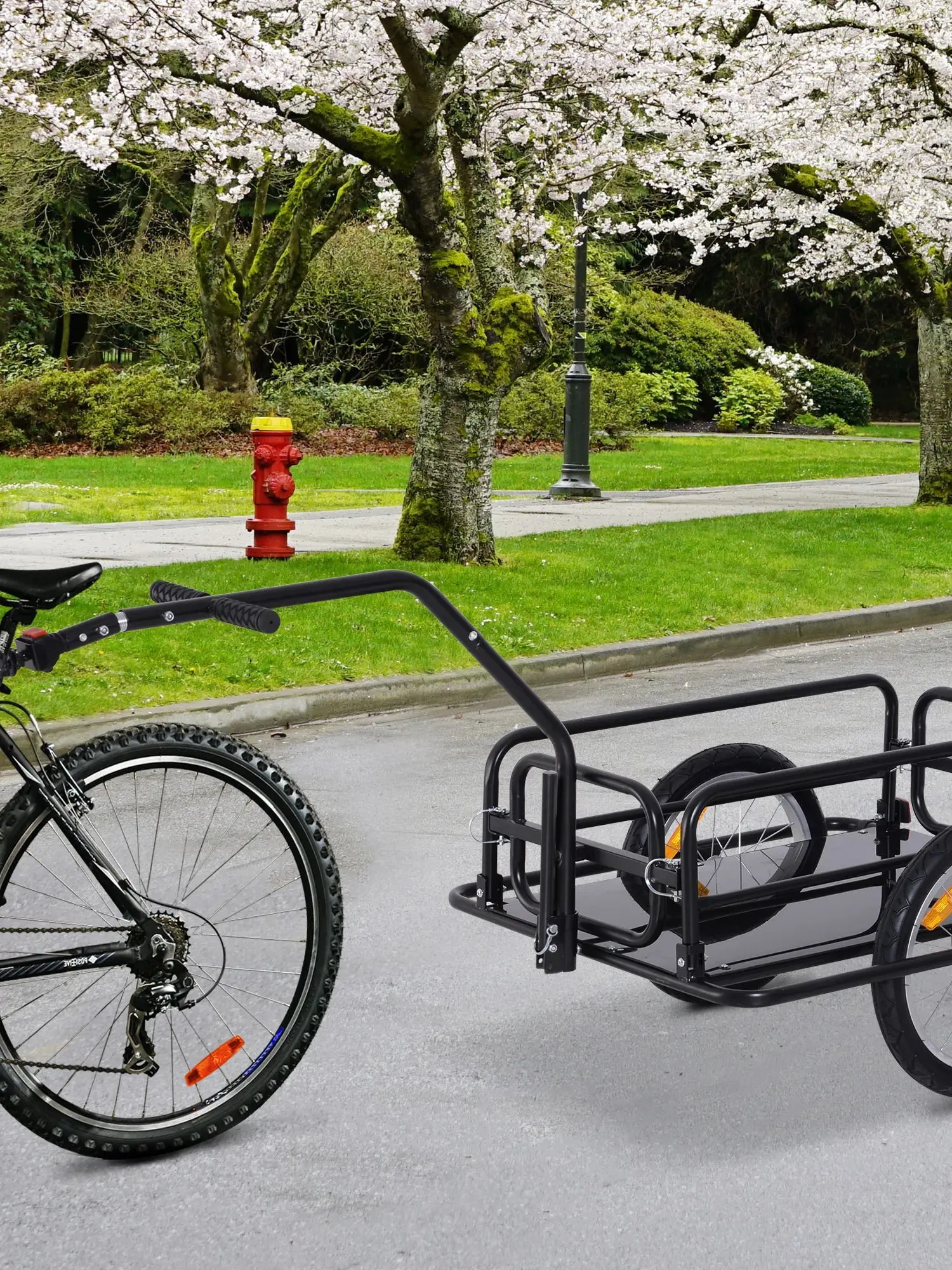 Homcom Fiets Cargo Trailer Met 2 Wielen 155X71,5X77 Cm Zwart - afbeelding 2