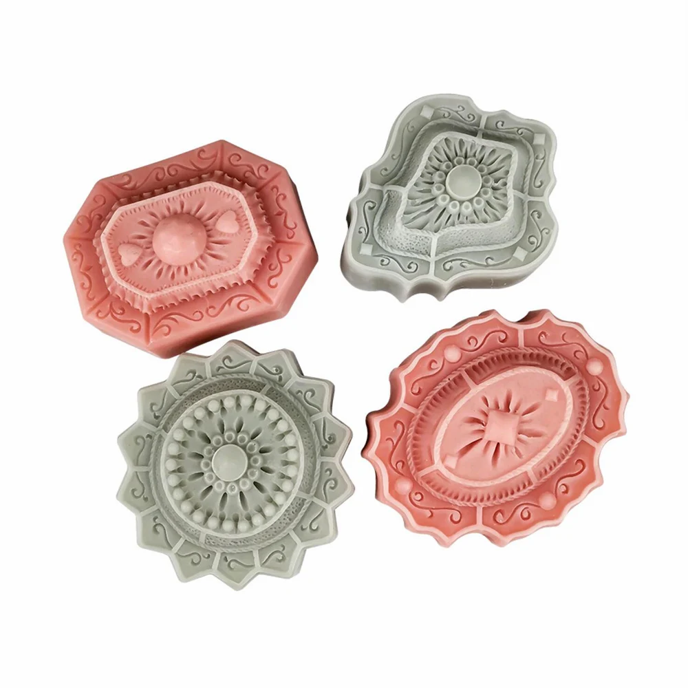 LXYY Vintage Palace Pattern Handmade Soap Candle Silicone Mould Mousse Chocolate Cake Silicone Molds Classical Pattern 4 Styles