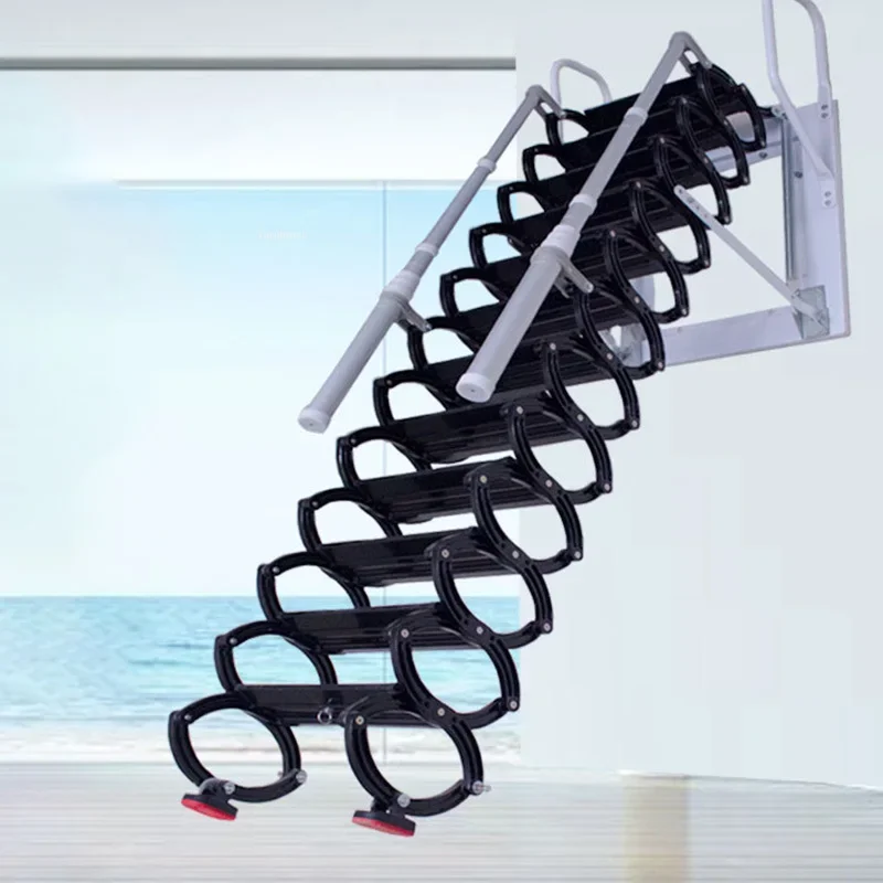 Home Thickened Invisible Stretch Ladders Attic Telescopic Staircase Indoor and Outdoor Wall Hanging Folding Villa Duplex Ladder