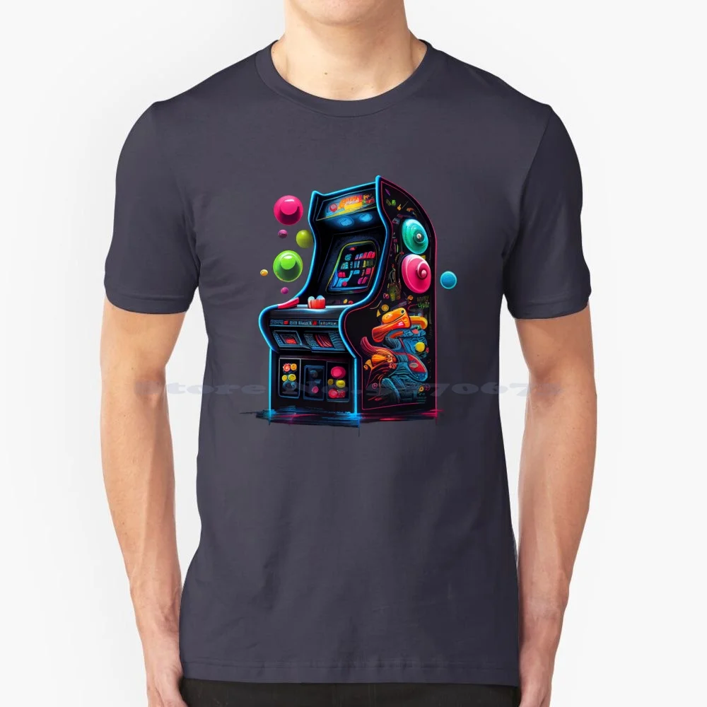 レトロアーケードマシンTシャツ,80年代のゲームスロット,綿100%