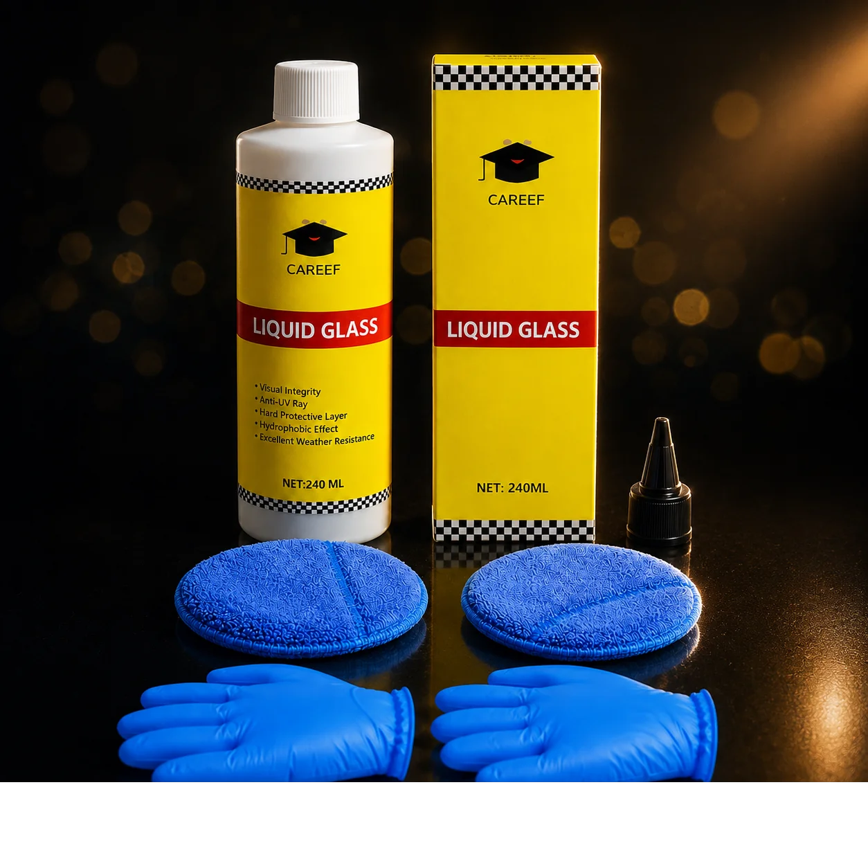 CAREEF 240ml Liquid Glass Coating: Restores Faded Paint, Reduces Swirl Marks, High-Gloss Protective Shield