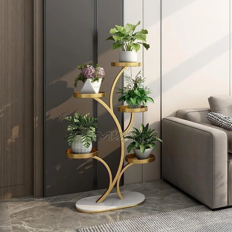 مقاومة للصدأ حسن المظهر حامل زهور غرفة المعيشة شرفة ضوء النباتات الفاخرة عرض الرف المحمول متعدد الطبقات اناء للزهور قوس