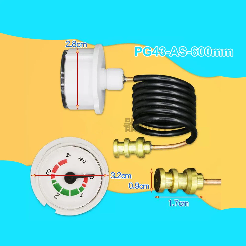 4Bar capillary water pressure gauge for gas boilers