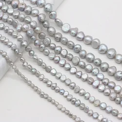 5A Quality 100% Real Natural Freshwater Cultured Gray Pearl Transversely Perforated Loose Beads 36cm Strand for Jewelry Making