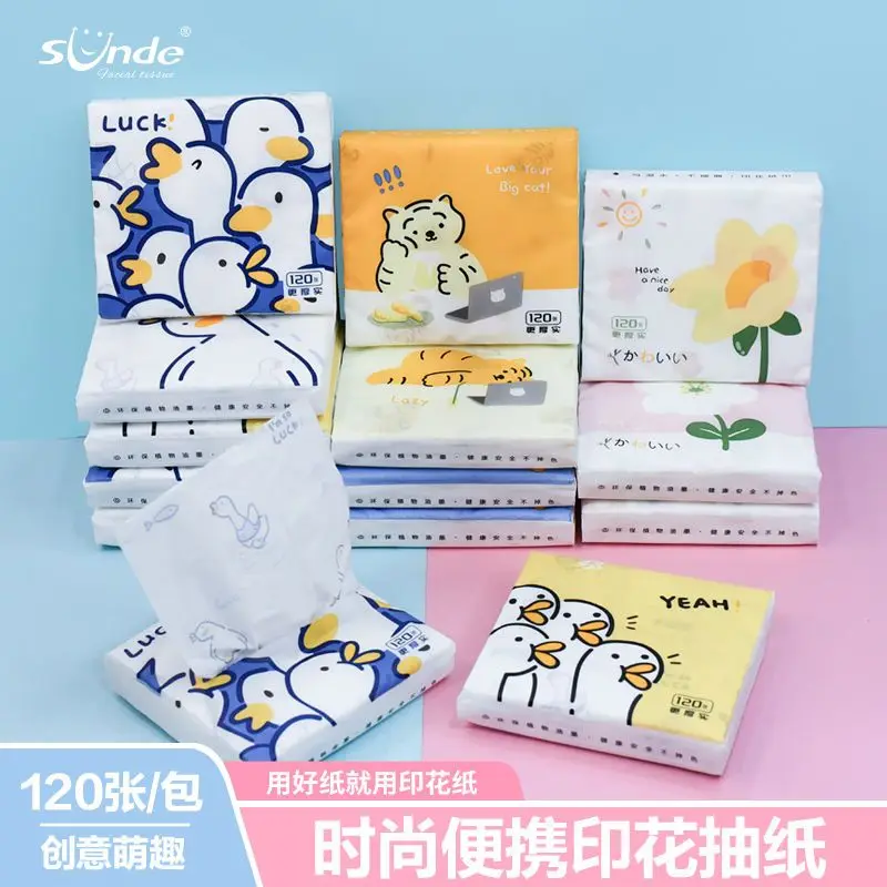 8 Packs Handkerchiefs Paper 120 Sheet Small Packs of Portable Facial Tissues Napkins 3Ply of Thickened Napkins Paper Towels