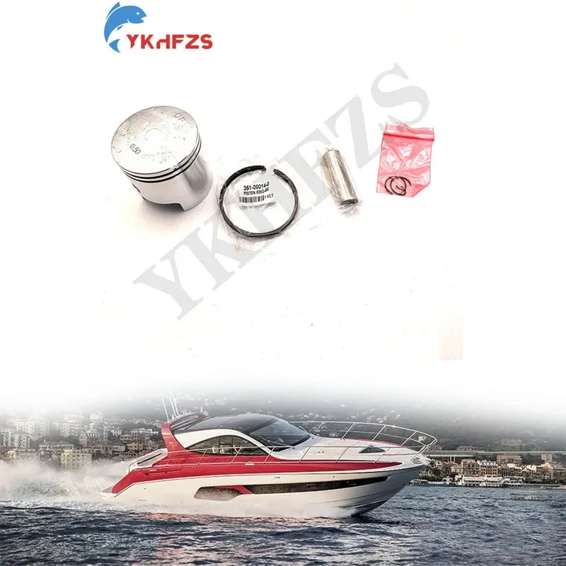 For Tohatsu Outboard Motor 9.9HP  15HP Boat Accessories 351-00004-1 Piston (0.5MM O/S) Set 050 with Piston Ring 351-00014-1