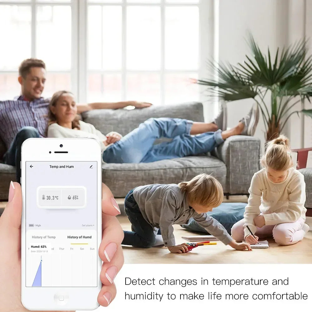 Moes Zigbee Slimme Temperatuur En Vochtigheid Sensor Batterij Aangedreven Beveiliging Mini Thermometer Hygrometer Met Tuya Smart Leven App