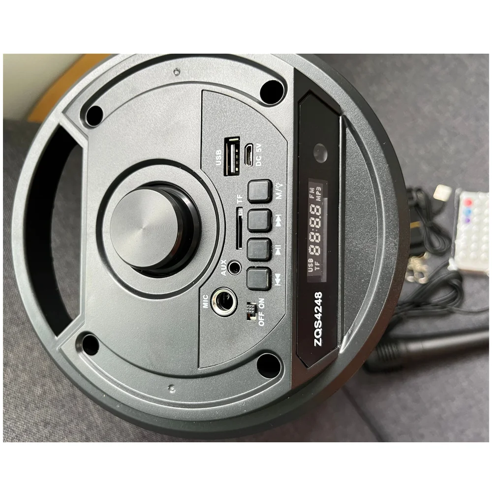New Explosion Model Portable Bluetooth Speakers with Microphone Remote ZQS High-end Black Outdoor Dual 4 Inch Big Speakers Party