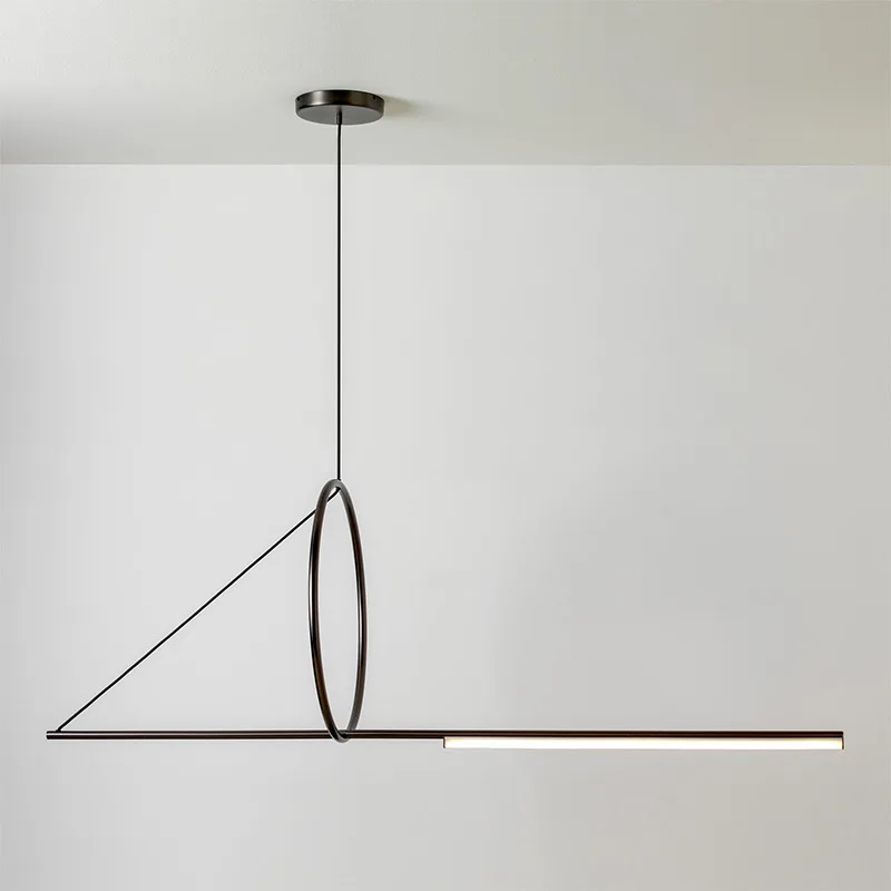 Imagem -05 - Nordic Led Pendant Light Black Iron Linha Faixa Pendurado Lâmpada para Sala de Jantar Mesa Sala de Estar Luminaria