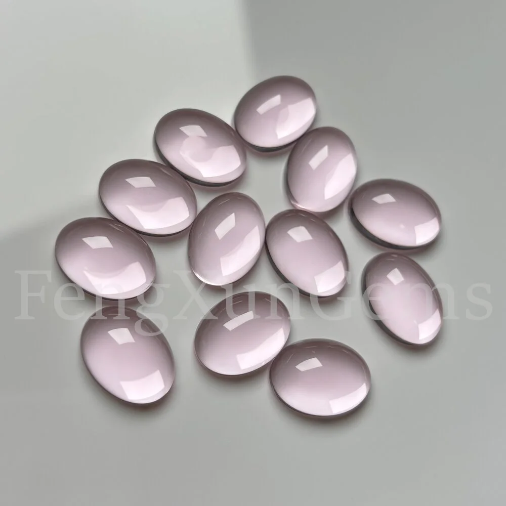 

Oval Shape Pink color 4x6~20x30mm Flat Bottom Glass Beads Stone Cabochon Loose Synthetic GemStone For Jewelry