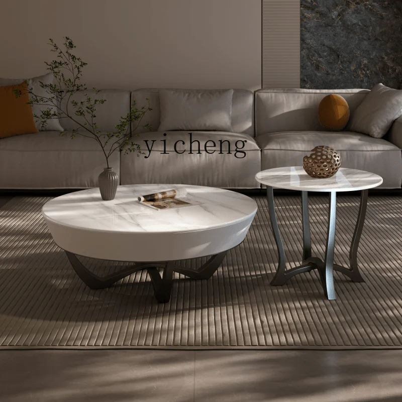 XL Minimalist Designer Luxury Stone Endtable High-End Entry Lux Marble Size round Coffee Table